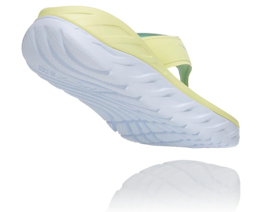 Sandalias Hoka One One Mujer - Ora Recovery Flip - Amarillo/Blancas - OIY246179